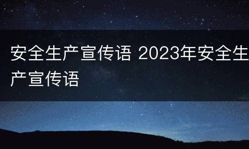 安全生产宣传语 2023年安全生产宣传语