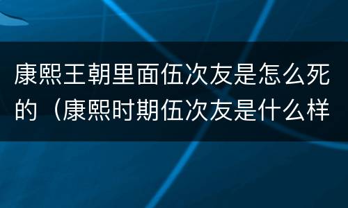 康熙王朝里面伍次友是怎么死的（康熙时期伍次友是什么样的人）