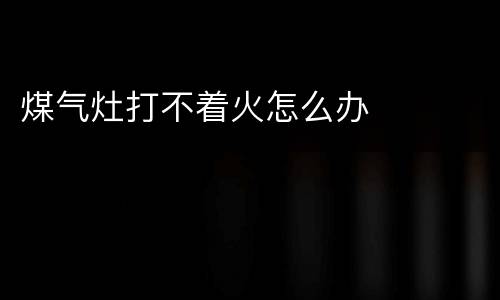 煤气灶打不着火怎么办