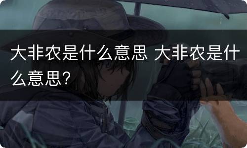 大非农是什么意思 大非农是什么意思?
