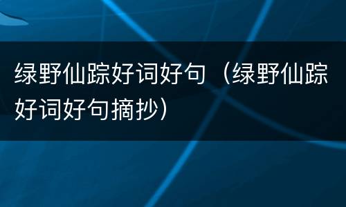绿野仙踪好词好句（绿野仙踪好词好句摘抄）
