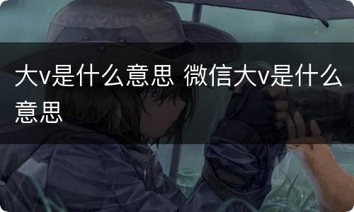 大v是什么意思 微信大v是什么意思