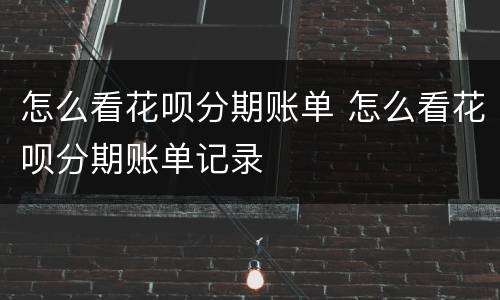 怎么看花呗分期账单 怎么看花呗分期账单记录