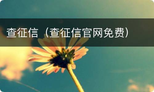 查征信（查征信官网免费）