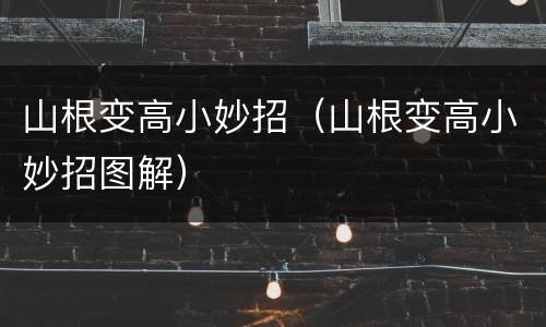山根变高小妙招（山根变高小妙招图解）