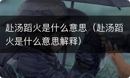 赴汤蹈火是什么意思（赴汤蹈火是什么意思解释）