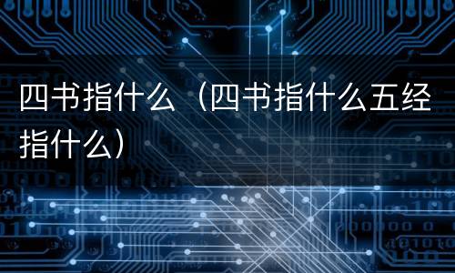四书指什么（四书指什么五经指什么）