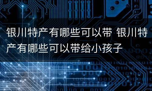 银川特产有哪些可以带 银川特产有哪些可以带给小孩子