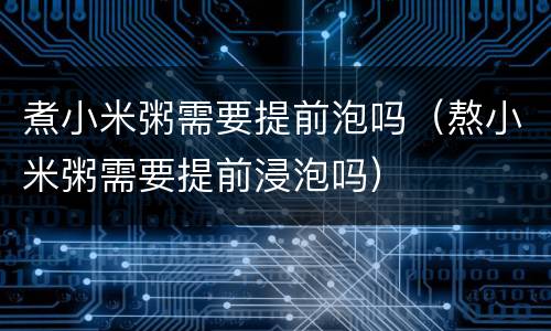 煮小米粥需要提前泡吗（熬小米粥需要提前浸泡吗）