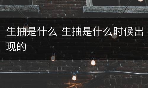 生抽是什么 生抽是什么时候出现的