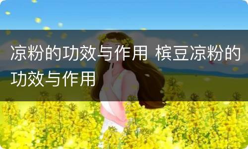 凉粉的功效与作用 槟豆凉粉的功效与作用