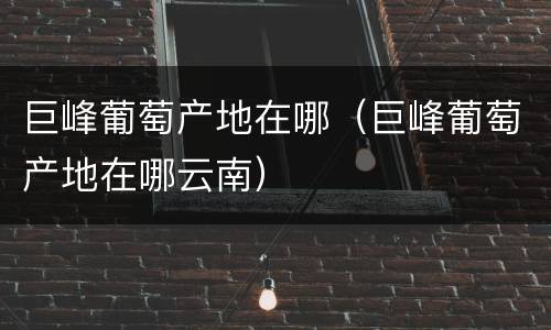 巨峰葡萄产地在哪（巨峰葡萄产地在哪云南）