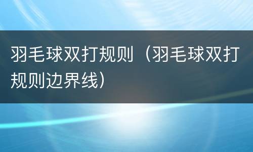 羽毛球双打规则（羽毛球双打规则边界线）