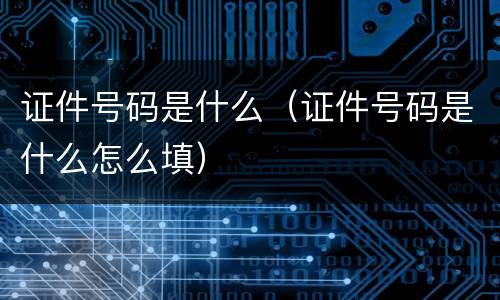 证件号码是什么（证件号码是什么怎么填）