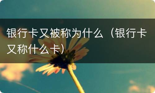 银行卡又被称为什么（银行卡又称什么卡）