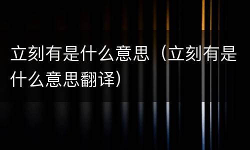 立刻有是什么意思（立刻有是什么意思翻译）