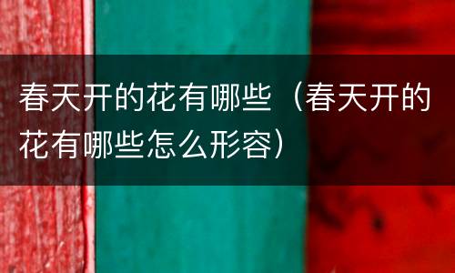 春天开的花有哪些（春天开的花有哪些怎么形容）