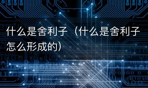 什么是舍利子（什么是舍利子怎么形成的）