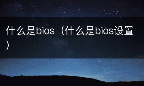 什么是bios（什么是bios设置）