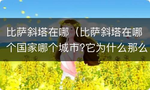 比萨斜塔在哪（比萨斜塔在哪个国家哪个城市?它为什么那么著名?）
