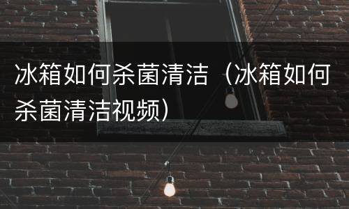 冰箱如何杀菌清洁（冰箱如何杀菌清洁视频）