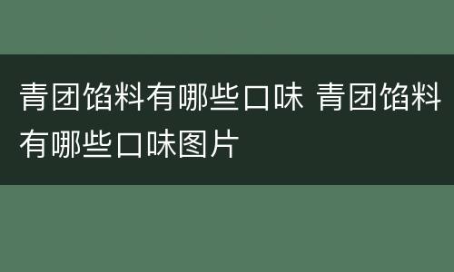 青团馅料有哪些口味 青团馅料有哪些口味图片