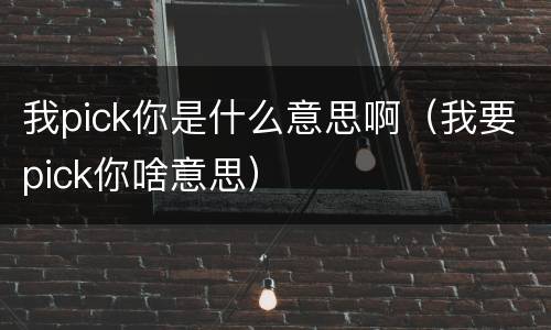 我pick你是什么意思啊（我要pick你啥意思）
