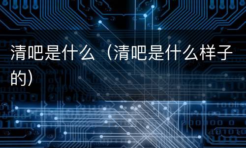 清吧是什么（清吧是什么样子的）