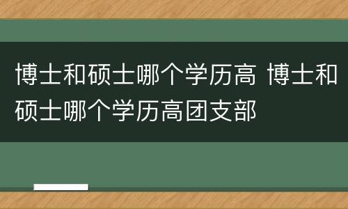 博士和硕士哪个学历高 博士和硕士哪个学历高团支部