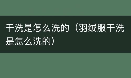 干洗是怎么洗的（羽绒服干洗是怎么洗的）
