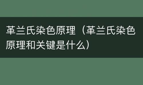 革兰氏染色原理（革兰氏染色原理和关键是什么）