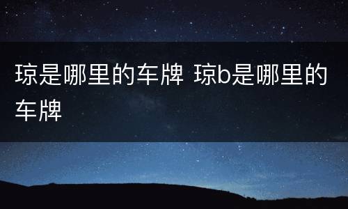 琼是哪里的车牌 琼b是哪里的车牌