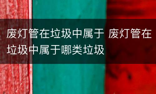 废灯管在垃圾中属于 废灯管在垃圾中属于哪类垃圾