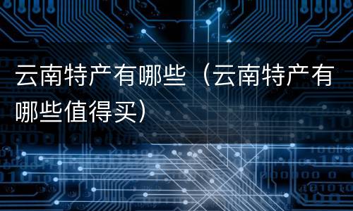 云南特产有哪些（云南特产有哪些值得买）
