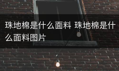 珠地棉是什么面料 珠地棉是什么面料图片