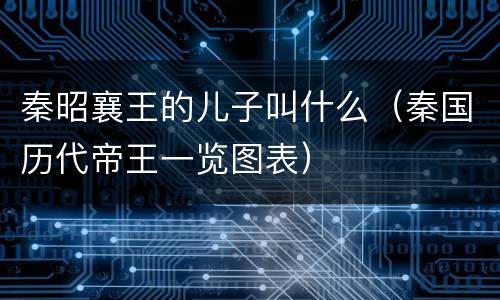 秦昭襄王的儿子叫什么（秦国历代帝王一览图表）