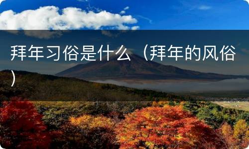 拜年习俗是什么（拜年的风俗）
