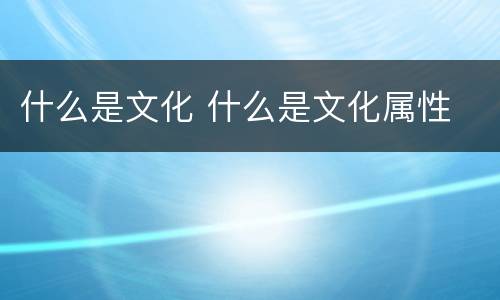 什么是文化 什么是文化属性