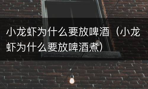 小龙虾为什么要放啤酒（小龙虾为什么要放啤酒煮）