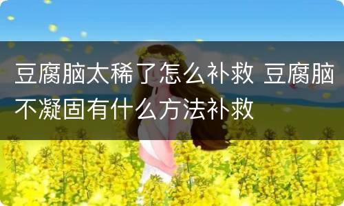 豆腐脑太稀了怎么补救 豆腐脑不凝固有什么方法补救