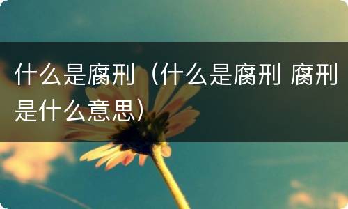 什么是腐刑（什么是腐刑 腐刑是什么意思）