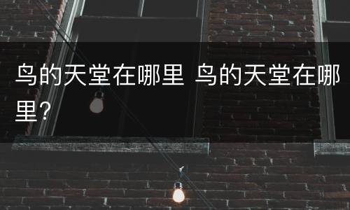 鸟的天堂在哪里 鸟的天堂在哪里?