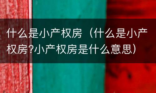 什么是小产权房（什么是小产权房?小产权房是什么意思）