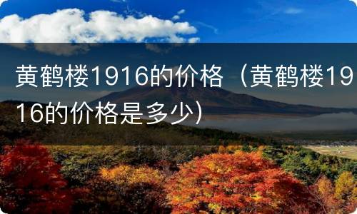 黄鹤楼1916的价格（黄鹤楼1916的价格是多少）
