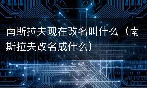 南斯拉夫现在改名叫什么（南斯拉夫改名成什么）