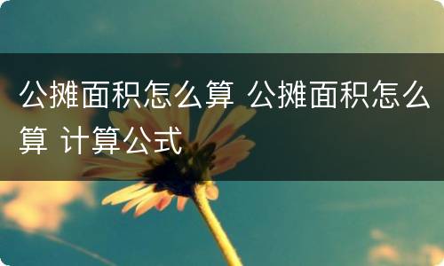公摊面积怎么算 公摊面积怎么算 计算公式