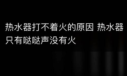 热水器打不着火的原因 热水器只有哒哒声没有火
