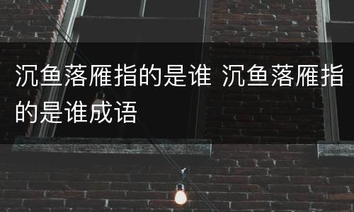 沉鱼落雁指的是谁 沉鱼落雁指的是谁成语