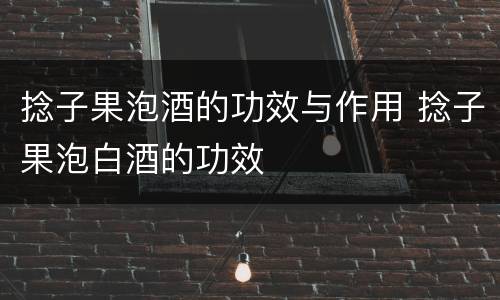 捻子果泡酒的功效与作用 捻子果泡白酒的功效