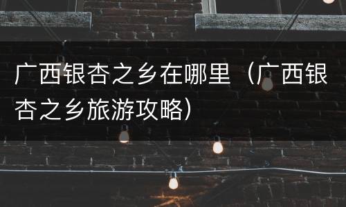 广西银杏之乡在哪里（广西银杏之乡旅游攻略）